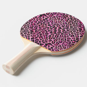 Leopard, Schwarz und Heiß-Rosa Tischtennis Schläger