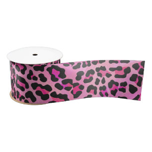 Leopard-Schwarz-und Pink-Druck Satinband