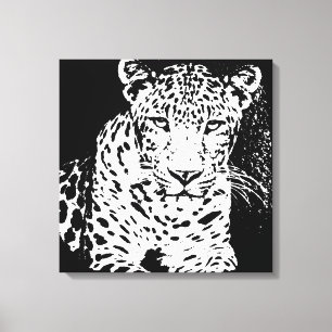 Leopard Schwarz-Weiß-Portrait Wrapped Canvas Leinwanddruck