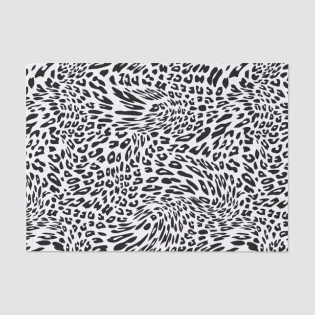 Leopard-Schwarzweiss-Tierdruck Seidenpapier (Vorderseite)