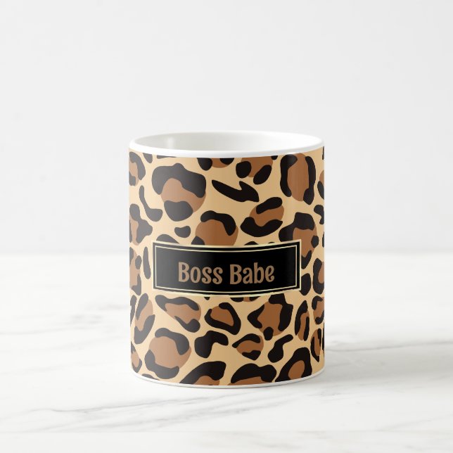 Leopard Seamless Pattern Individuelle Name Kaffeetasse (Mittel)