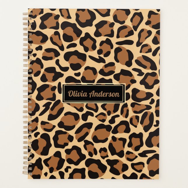 Leopard Seamless Pattern Individuelle Name Planer (Vorderseite)