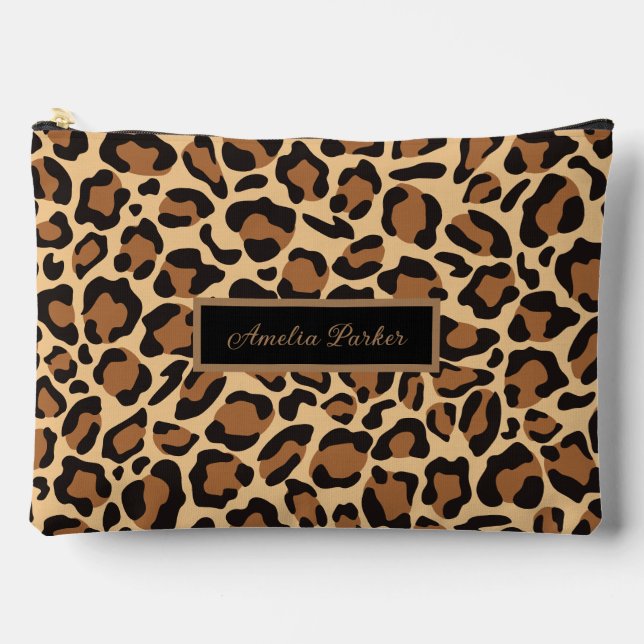 Leopard Seamless Pattern Individuelle Name Zubehörtasche (Vorderseite)