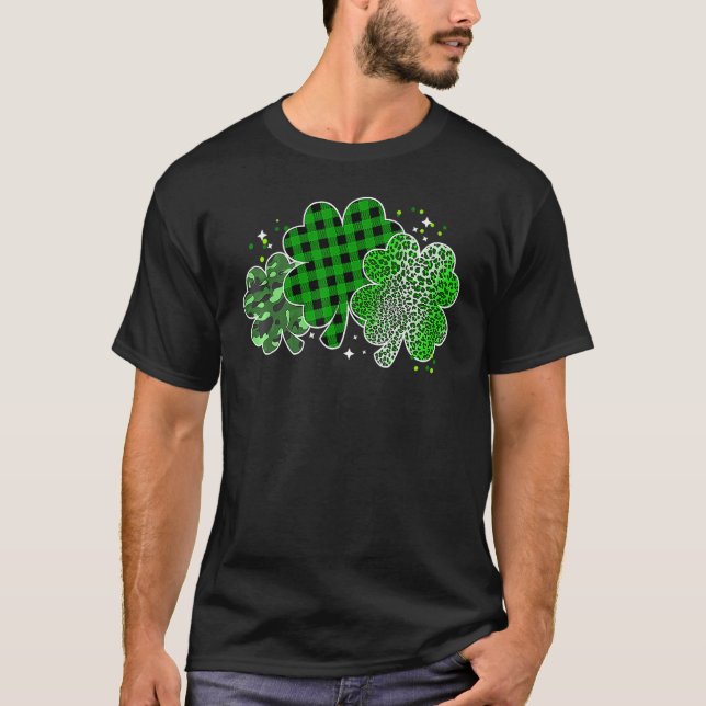 Leopard Shamrock Lucky Charm Men Women Irish St Pa T-Shirt (Vorderseite)
