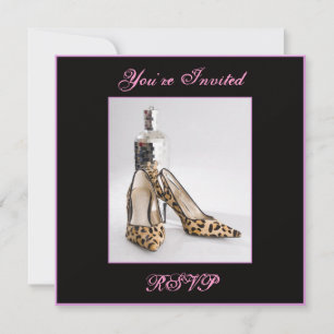 Leopard Shoe Invitation Square, Sie sind eingelade Einladung