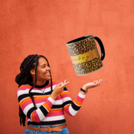 Leopard Skin Black Honey Gold Streifen Name Coffe Tasse