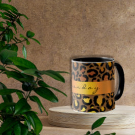 Leopard Skin Black Honey Gold Streifen Name Glam Tasse