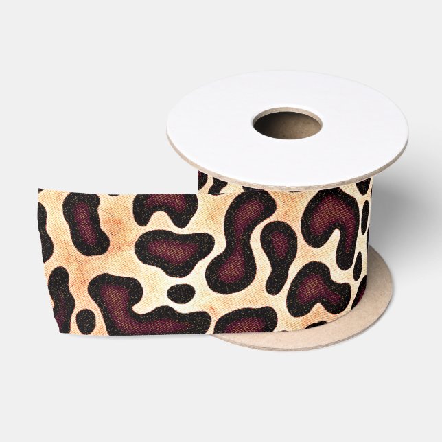 Leopard Skin Brown Cream Pattern - Satinband (Spule)