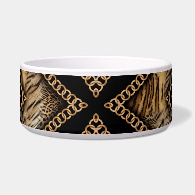 Leopard Skin & Chain Juwelen Napf (Vorderseite)