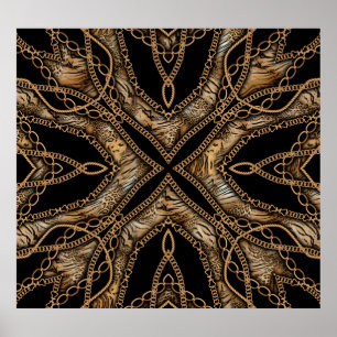 Leopard Skin & Chain Juwelen Poster