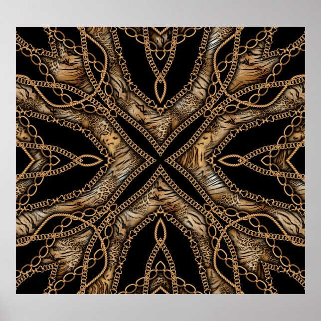Leopard Skin & Chain Juwelen Poster (Vorne)