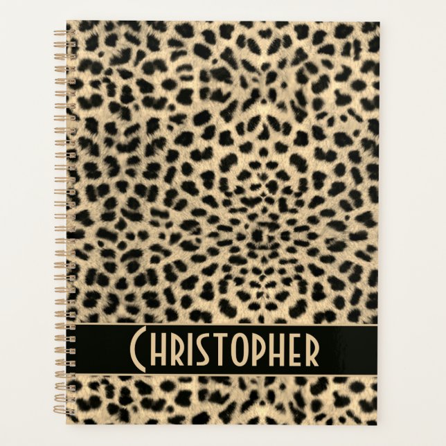 Leopard-Skin-Felder hinzufügen Namenspersonalisier Planer (Vorderseite)