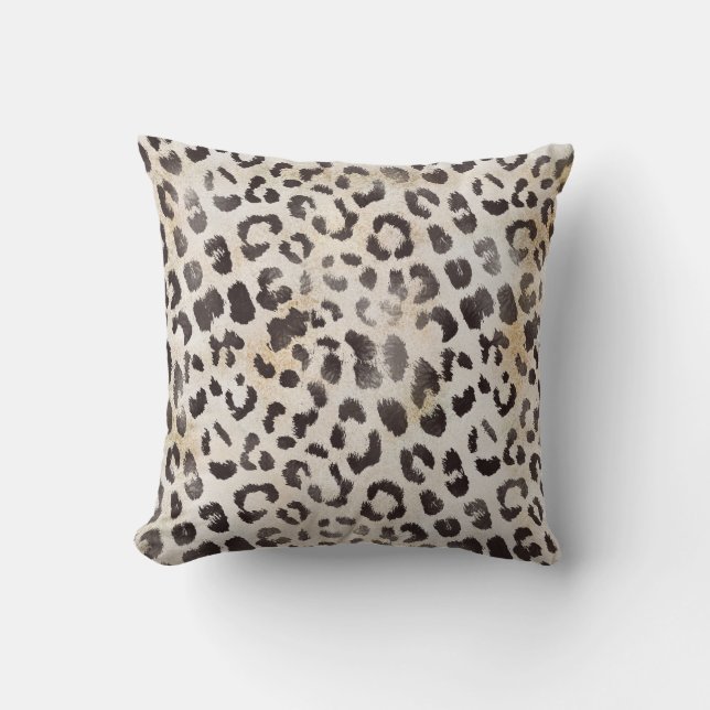 Leopard Skin in Mandarine Elfenbeinkühe Kissen (Vorderseite)