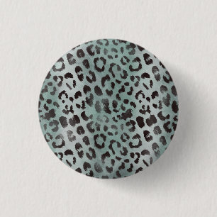 Leopard Skin in Tangerine Blue Sea Button