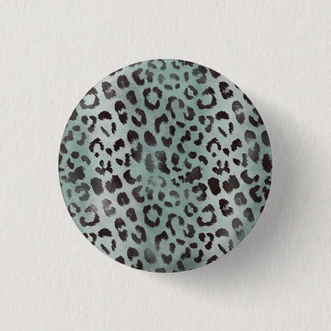 Leopard Skin in Tangerine Blue Sea Button (Vorderseite)