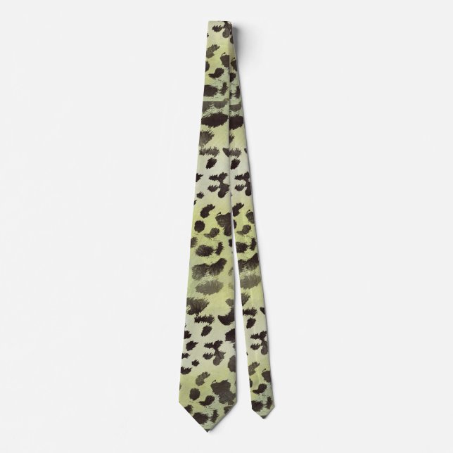Leopard Skin Mandarine Lime Green Krawatte (Vorderseite)