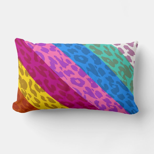 Leopard Skin Multicolor Stripmuster 2 Lendenkissen (Vorderseite)