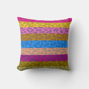 Leopard Skin Multicolor Stripmuster Kissen
