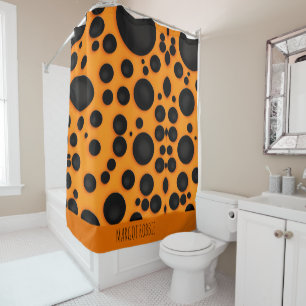 Leopard-Skin Orange Black Abstrakt Safari Muster Duschvorhang