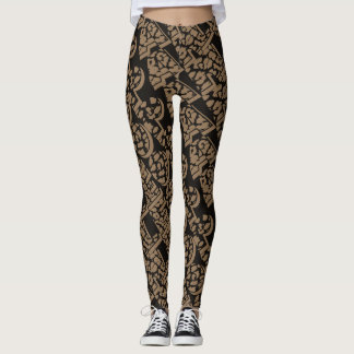 Leopard Skin Print Black and Brown Leggings
