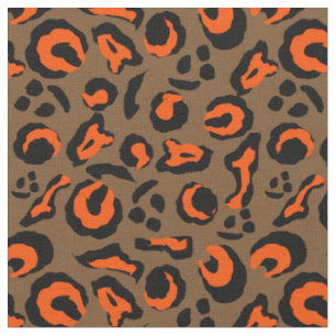 Leopard Skin Print Brown Orange Black Camouflage Stoff