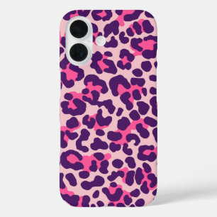 Leopard Skin Print Muster Royal Lila Pink iPhone 16 Hülle