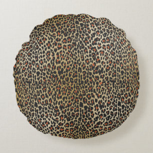 Leopard Skin Print Rundes Kissen