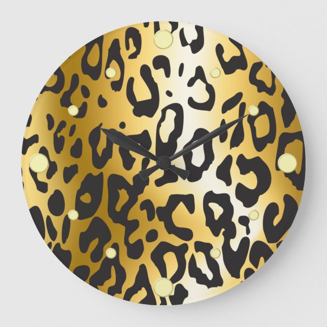 Leopard Skin Wall Clock Große Wanduhr (Vorderseite)