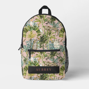 Leopard Sloth Tropical Birds Jungle Bedruckter Rucksack