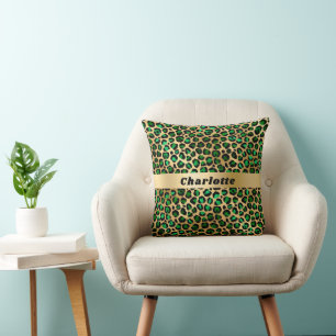Leopard Smaragdgrüner Gepardenname Kissen