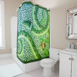 LEOPARD SNAKE IN GREEN DUSCHVORHANG