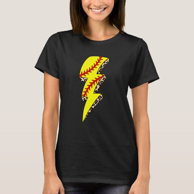 Leopard Softball Blitz Bolt Game Day Mama Moth T-Shirt (Vorderseite)