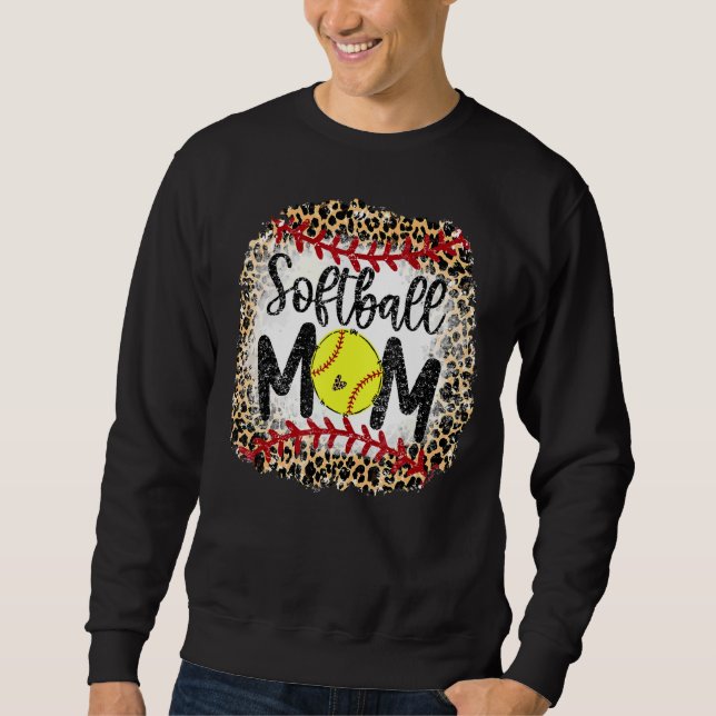 Leopard Softball Mama Softball Game Day Vibes Moth Sweatshirt (Vorderseite)