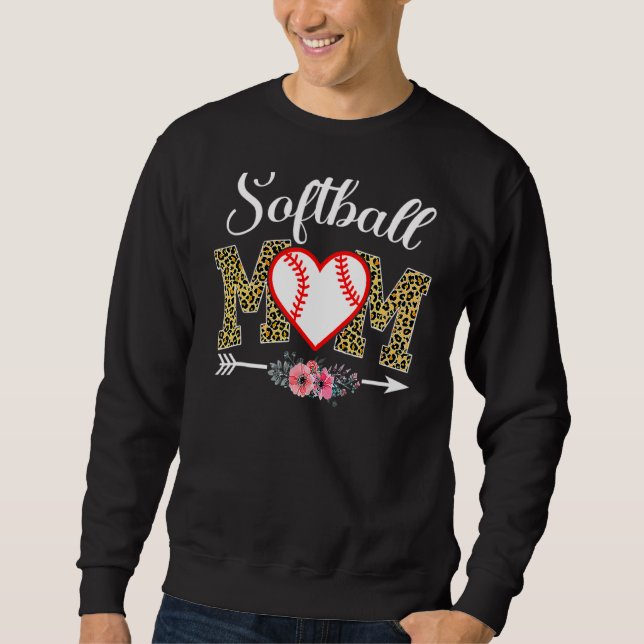 Leopard Softball Mama Softball Game Day Vibes Moth Sweatshirt (Vorderseite)