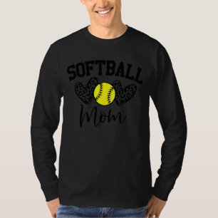 Leopard Softball Mama Softball Game Day Vibes Moth T-Shirt