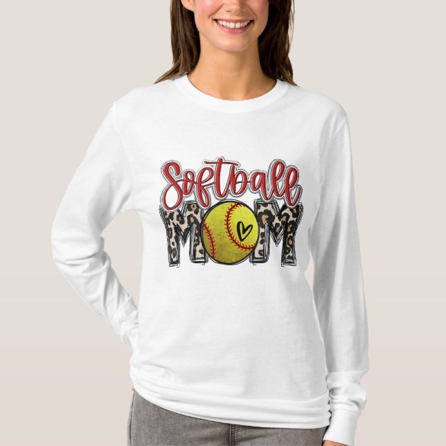 Leopard Softball Mama Softball Game Day Vibes Moth T-Shirt (Vorderseite)