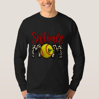Leopard Softball Mama Softball Game Day Vibes Moth T-Shirt