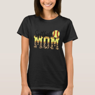 Leopard Softball Mama Softball Game Day Vibes Moth T-Shirt