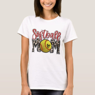 Leopard Softball Mama Softball Game Day Vibes Moth T-Shirt