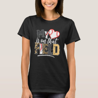 Leopard Softball Mom My Heart Is On That Field Bas T-Shirt