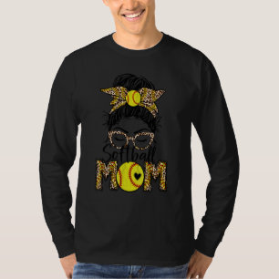 Leopard Software Mama Game Day Messy Bun T-Shirt