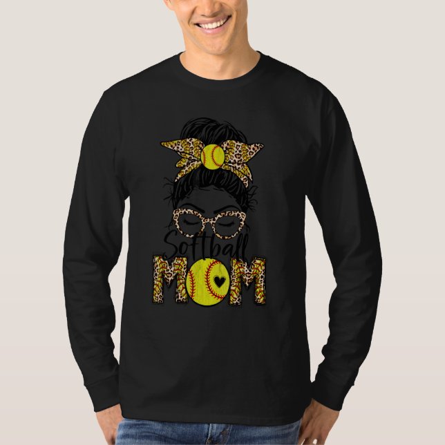 Leopard Software Mama Game Day Messy Bun T-Shirt (Vorderseite)