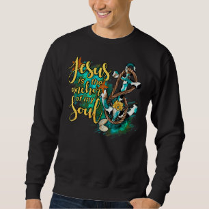 Leopard Sonnenblume Jesus ist der Anker meines Sou Sweatshirt