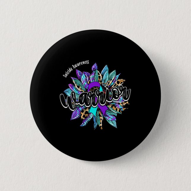 Leopard Sonnenblume Krieger Selbstmordgedanken Button (Vorderseite)