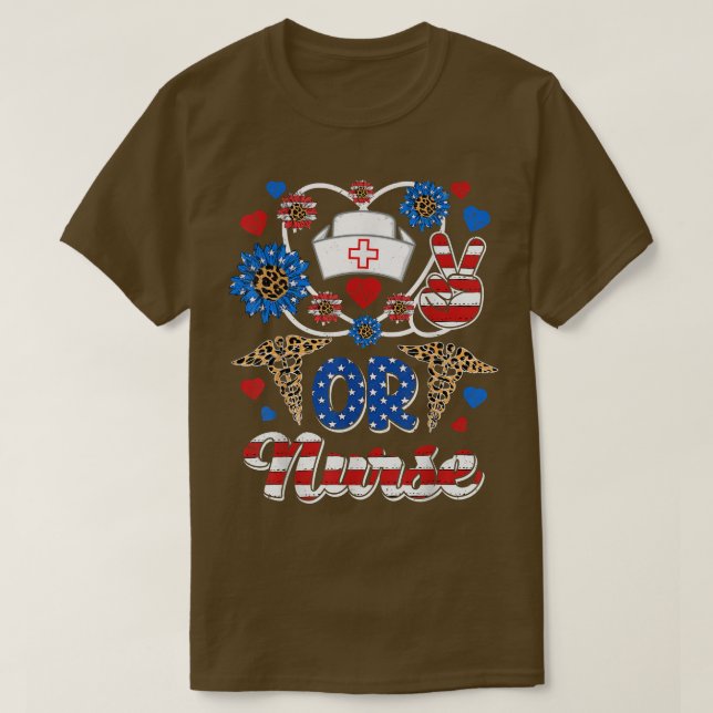 Leopard Sonnenblume oder Nurse American Flag Funny T-Shirt (Design vorne)