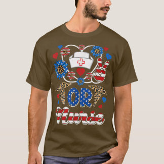 Leopard Sonnenblume oder Nurse American Flag Funny T-Shirt