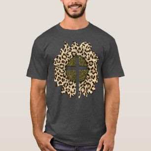 Leopard Sonnenblumen Frauen Leopard Printwerbung T-Shirt