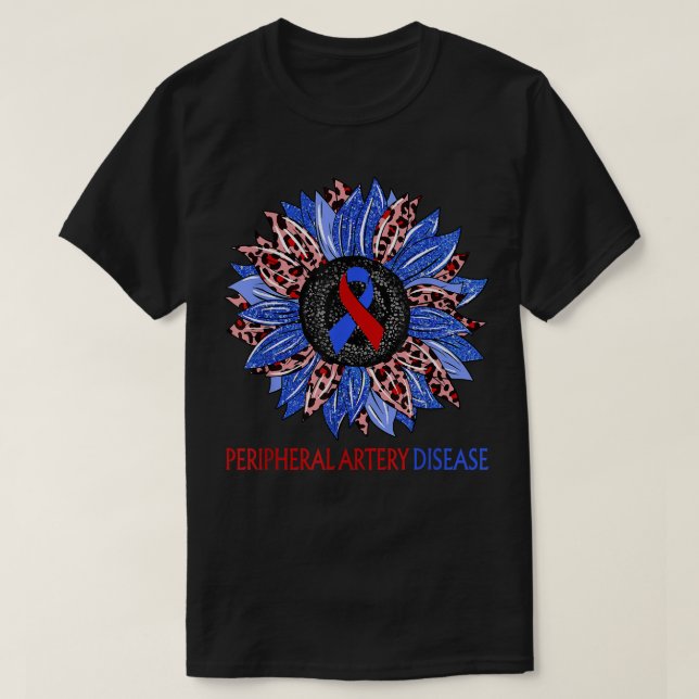 Leopard Sonnenblumen periphere Arteriekrankheit Re T-Shirt (Design vorne)