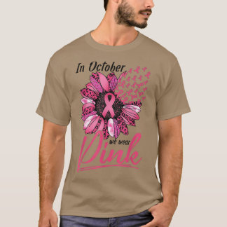 Leopard Sparkle Pink Sunflower Breast Cancer Aware T-Shirt