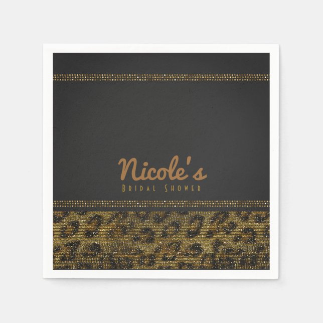 Leopard Sparkle Sequins Glam Chic Modernes Party Serviette (Vorderseite)